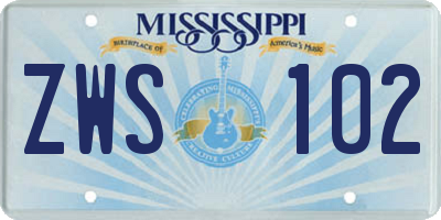 MS license plate ZWS102