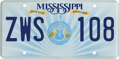 MS license plate ZWS108