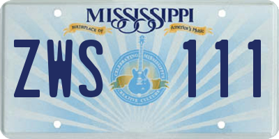 MS license plate ZWS111