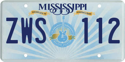 MS license plate ZWS112