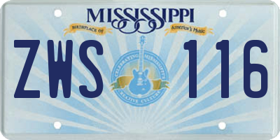 MS license plate ZWS116