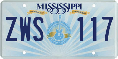 MS license plate ZWS117