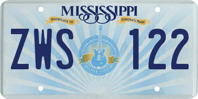 MS license plate ZWS122