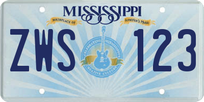 MS license plate ZWS123