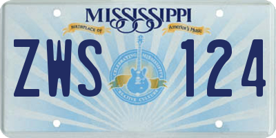 MS license plate ZWS124