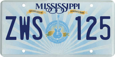 MS license plate ZWS125