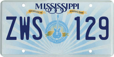 MS license plate ZWS129