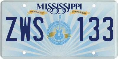 MS license plate ZWS133