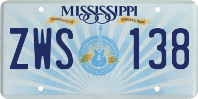 MS license plate ZWS138