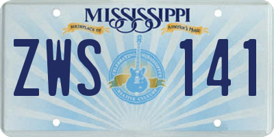 MS license plate ZWS141