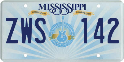 MS license plate ZWS142