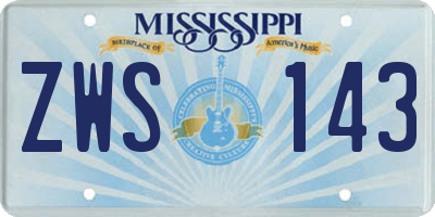MS license plate ZWS143