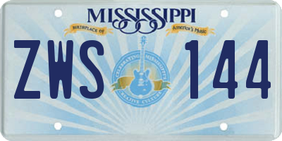 MS license plate ZWS144