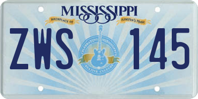 MS license plate ZWS145