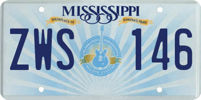 MS license plate ZWS146