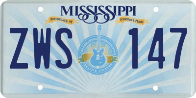 MS license plate ZWS147