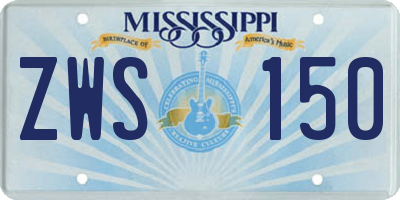 MS license plate ZWS150
