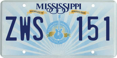 MS license plate ZWS151