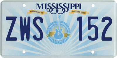 MS license plate ZWS152