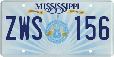 MS license plate ZWS156