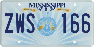 MS license plate ZWS166
