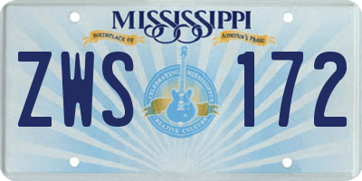 MS license plate ZWS172