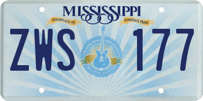 MS license plate ZWS177