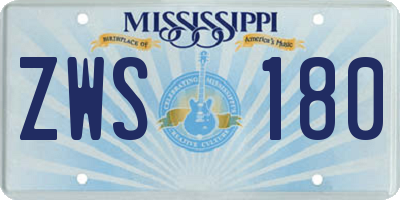 MS license plate ZWS180