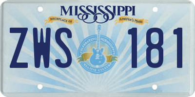 MS license plate ZWS181