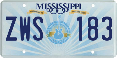 MS license plate ZWS183