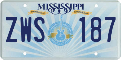 MS license plate ZWS187