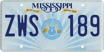 MS license plate ZWS189