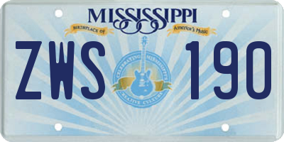 MS license plate ZWS190