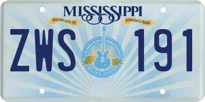 MS license plate ZWS191