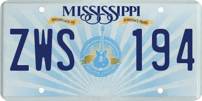 MS license plate ZWS194