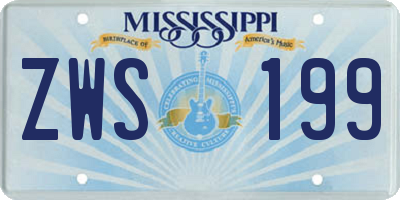 MS license plate ZWS199