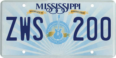 MS license plate ZWS200