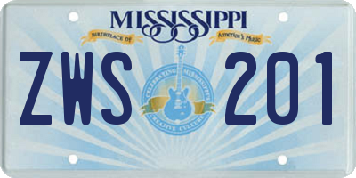 MS license plate ZWS201
