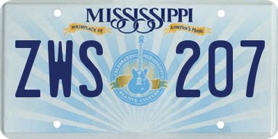 MS license plate ZWS207