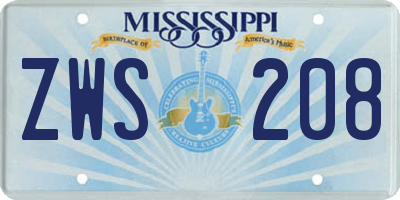 MS license plate ZWS208