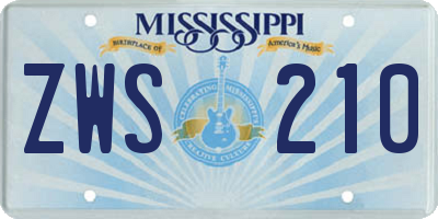 MS license plate ZWS210
