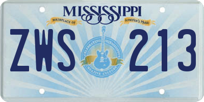 MS license plate ZWS213