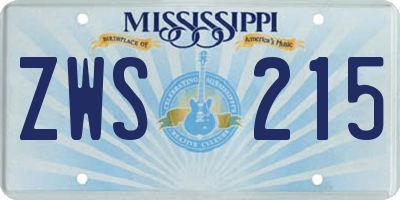 MS license plate ZWS215