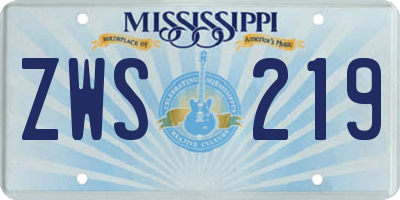 MS license plate ZWS219