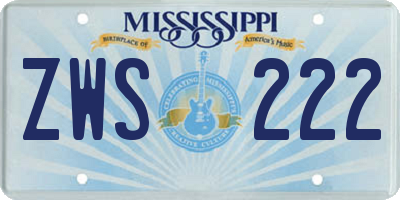 MS license plate ZWS222