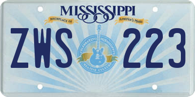 MS license plate ZWS223