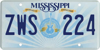 MS license plate ZWS224