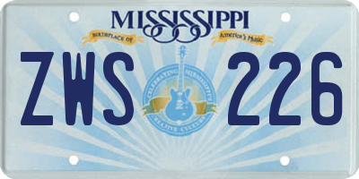 MS license plate ZWS226