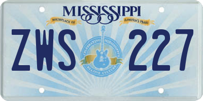 MS license plate ZWS227