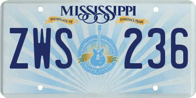 MS license plate ZWS236